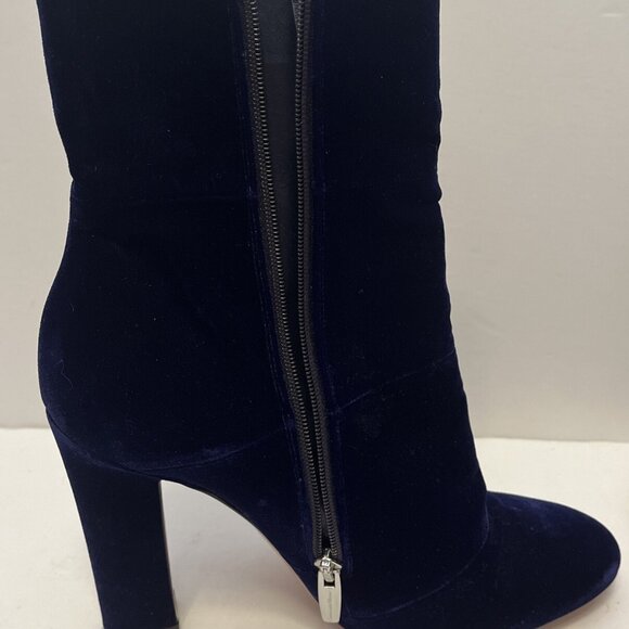 Gianvito Rossi Brandy High Heel Ankle Boots Royal Blue Velvet - Picture 8 of 12